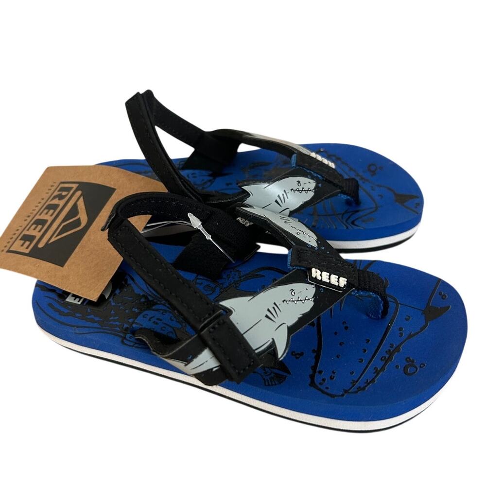 Reef Ahi Shark Toddler Sandals Sling Back Flip Flops NEW Size 5/6